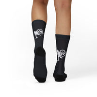 Black Sublimation Socks with White Graphic Skate Crew Socks