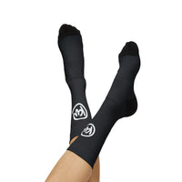 Black Sublimation Socks with White Graphic Skate Crew Socks